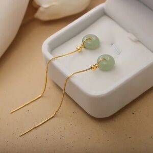 Anthropologie Gold and Green Drop Earrings